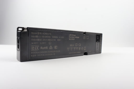 60W 24V Ultra delgado de voltaje constante fuente de alimentación LED controlador para el cambio